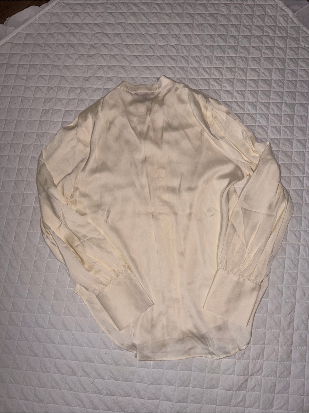 Quince Cream Silk Button-Down Blouse - Picture 2 of 8